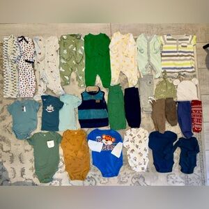 Mixed Bundle of 27 pc Baby Boy Clothes Preemie - 6 Months. Carter’s. EUC.
